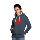 The Drip - Women’s Premium Pullover Hoodie with Red-Text - heather denim