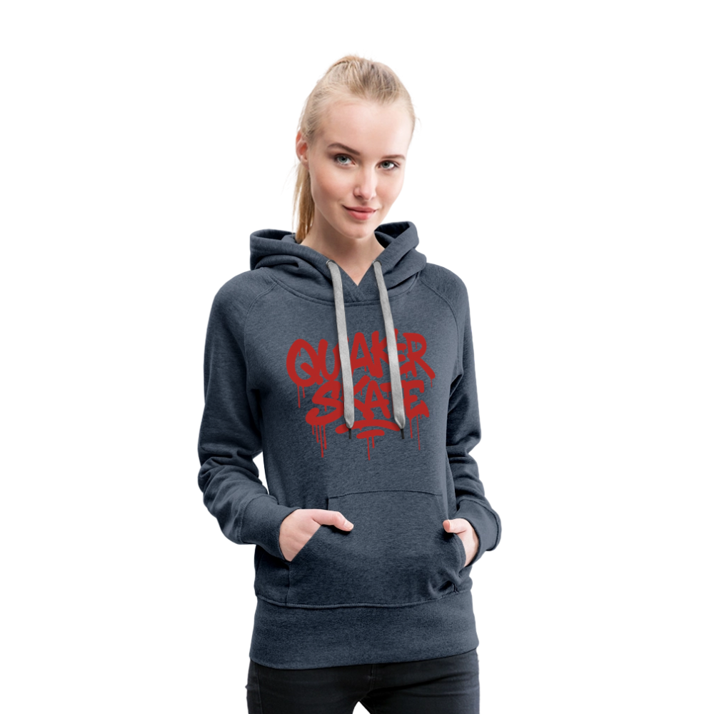 The Drip - Women’s Premium Pullover Hoodie with Red-Text - heather denim