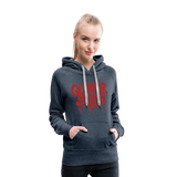 The Drip - Women’s Premium Pullover Hoodie with Red-Text - heather denim