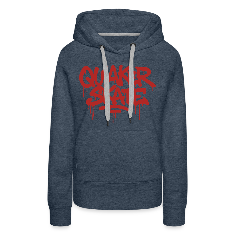 The Drip - Women’s Premium Pullover Hoodie with Red-Text - heather denim