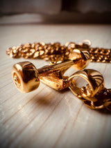 Skateboard Truck w/Wheels Pendant (Gold)