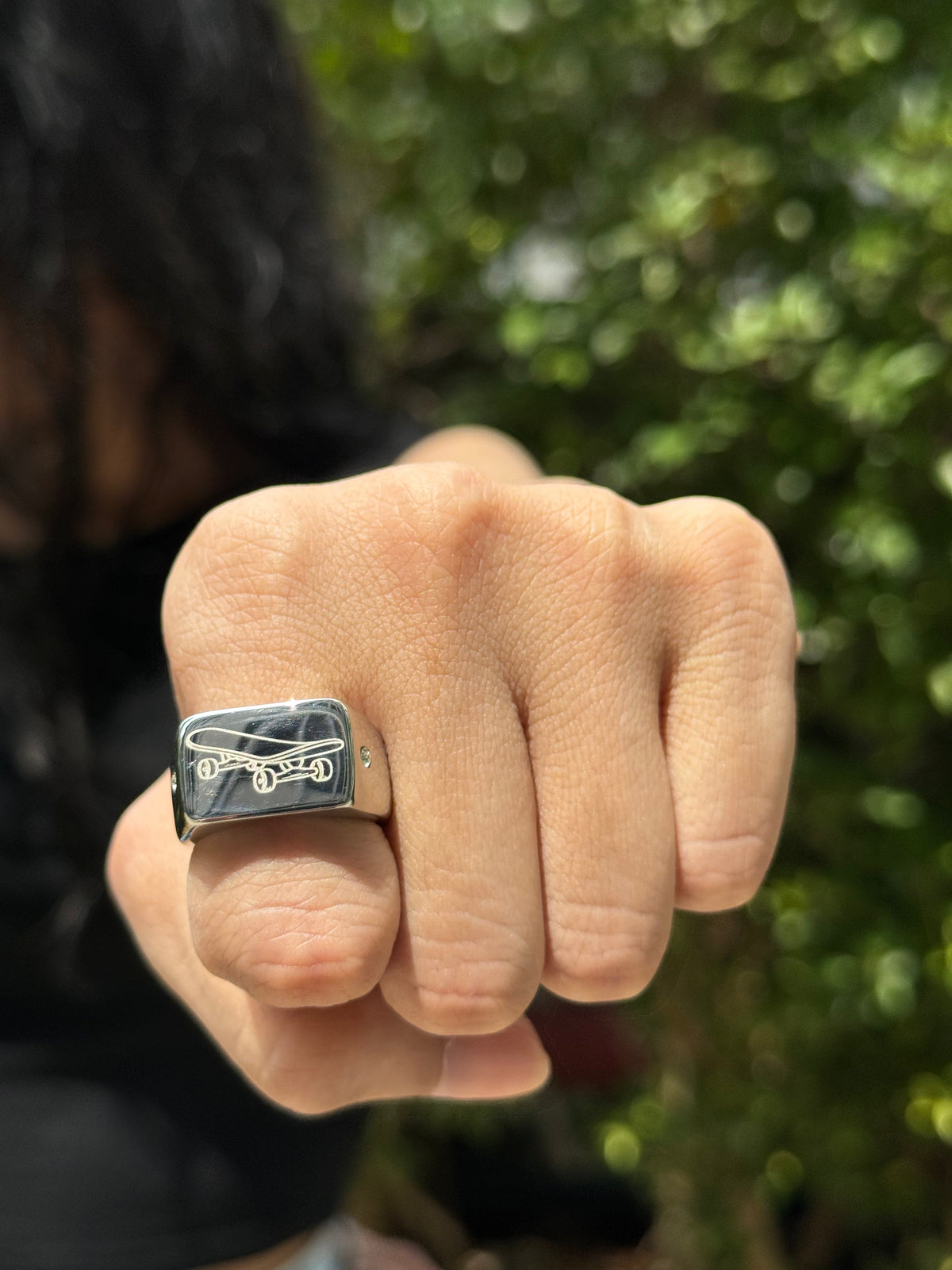 Skateboard Ring – Custom Engraving Available (Silver)