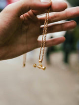 Skateboard Truck w/Wheels Pendant (Gold)