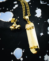 Skateboard Pendant & Earrings Bundle (Gold)