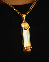 Skateboard Pendant & Ring Bundle (Gold)