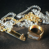 Skateboard Pendant & Ring Bundle (Gold)