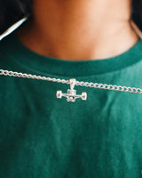 Skateboard Truck w/Wheels Pendant (Silver)